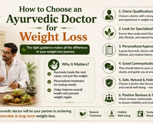 How to choose an Ayurvedic doctor for weight loss, covering qualifications, specialized knowledge, personalized treatment, communication, safety, and patient reviews.